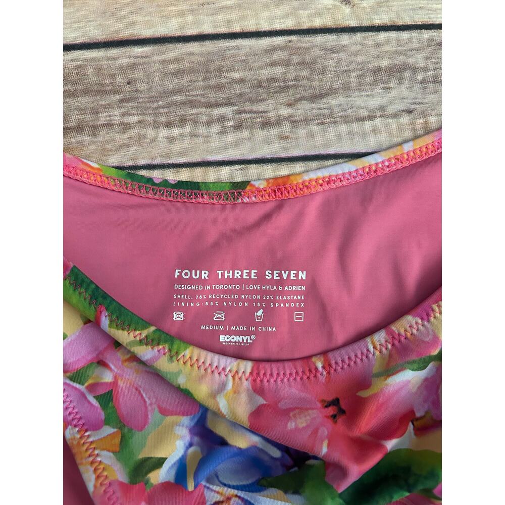 437 FOUR THREE SEVEN PINK FLORAL BIKINI SIZE M - Picture 2 of 4